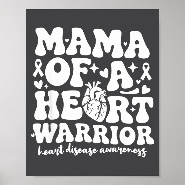 Poster Groovy Mama Of A Heart Warrior Chd Awareness Heart (Frente)