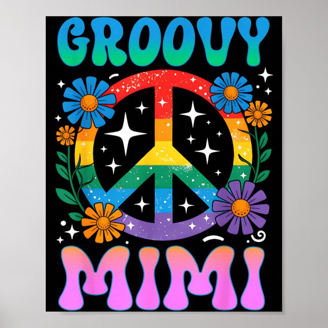 Poster Groovy Mimi Floral Hipe Funny Mother's Day Mom Wom (Frente)