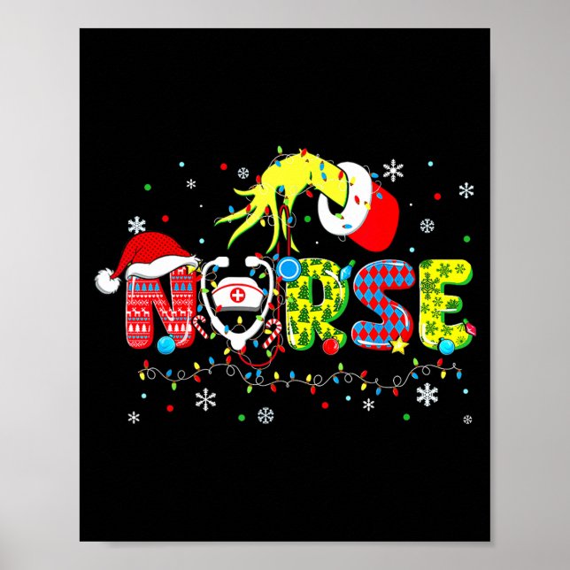 Poster Groovy Nurse Christmas Xmas Santa Rn Cna Icu Scurb (Frente)