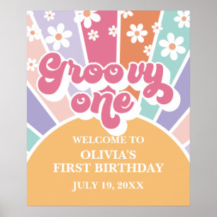 Poster Groovy One Rainbow Sunshine Daisy