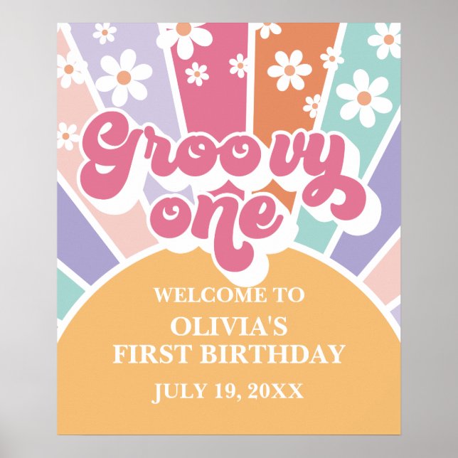 Poster Groovy One Rainbow Sunshine Daisy (Frente)