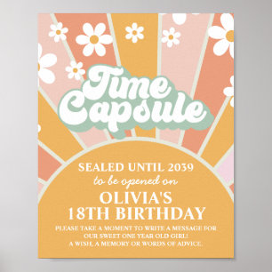 Poster Groovy One Sunshine First Birthday Time Capule