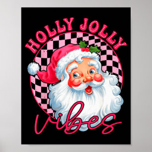 Poster Groovy Papai Noel Fofo Vibrações De Natal Do Natal