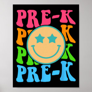 Poster Groovy Pre-k Vibes Face Professores Crianças De Vo