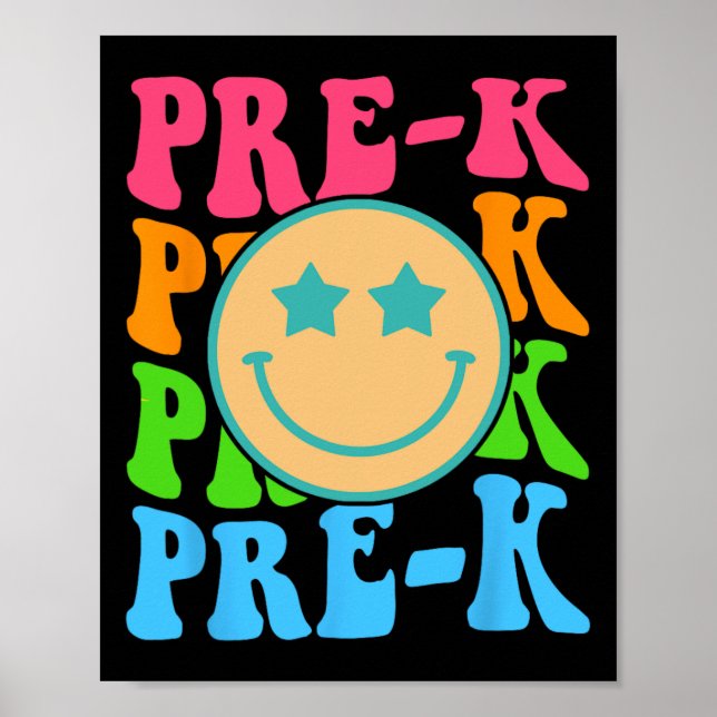 Poster Groovy Pre-k Vibes Face Professores Crianças De Vo (Frente)