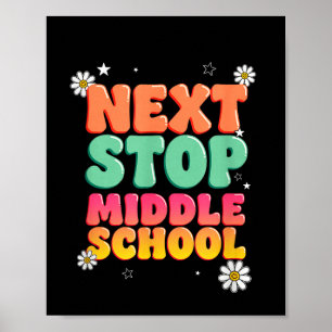 Poster Groovy próximo parada ensino médio retro graduação