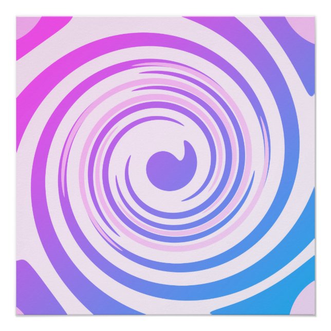 Pôster Groovy Purple Blue Swirls Poster (Frente)
