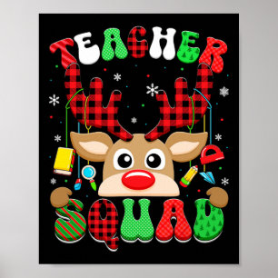 Poster Groovy Reindeer Professora Na Praça de Natal