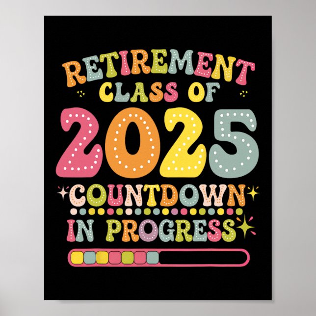 Poster Groovy Retirement Cl Of 2025 Teacher Countdown Loa (Frente)