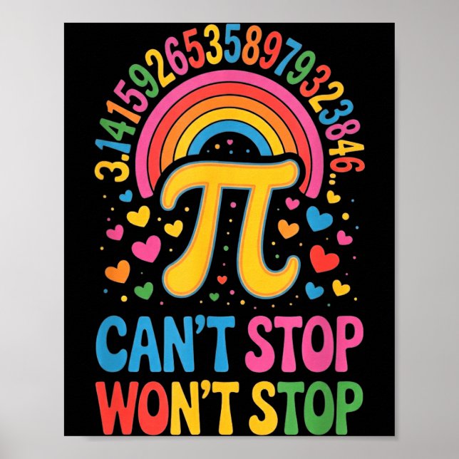 Poster Groovy Retro Happy Pi Day Graphic Math Teacher Sci (Frente)