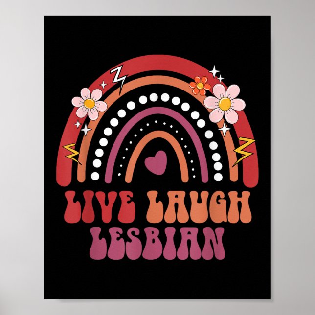Poster Groovy Retro Live Laugh Lesbian Pride Lgbtq+ Pride (Frente)