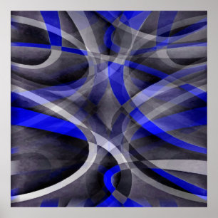 Poster Groovy Royal Blue e Cinza Arrancadas Linha Pa