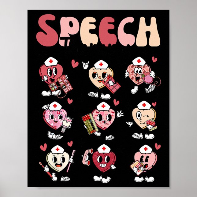 Poster Groovy Speech Therapy Valentine's Day Heart Slp Va (Frente)