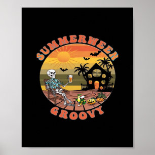 Poster Groovy Summerentre Para Refrescamento Clássico De