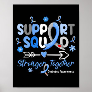Poster Groovy Support Squad Blue Ribbon Diabetes Awarenes