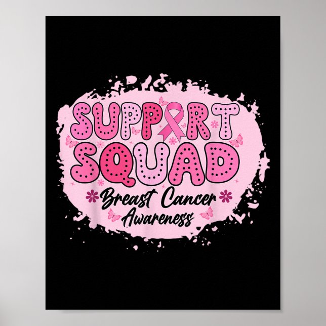 Poster Groovy Support Squad Breast Cancer Awarness Pink (Frente)