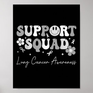 Poster Groovy Support Squad Lung Cancer Consciência Branc