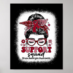 Poster Groovy Support Squad Messy Bun Brain Aneurysm