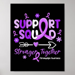 Poster Groovy Support Squad Purple Ribbon Fibromialgia Aw