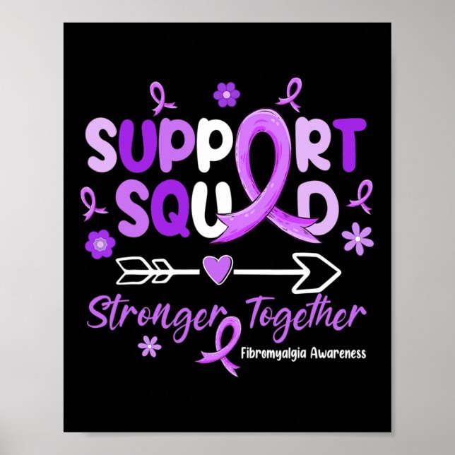 Poster Groovy Support Squad Purple Ribbon Fibromialgia Aw (Frente)