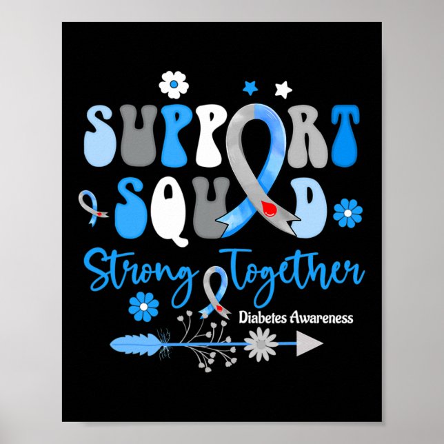 Poster Groovy Support Squad Ribbon T1d Sensibilização par (Frente)