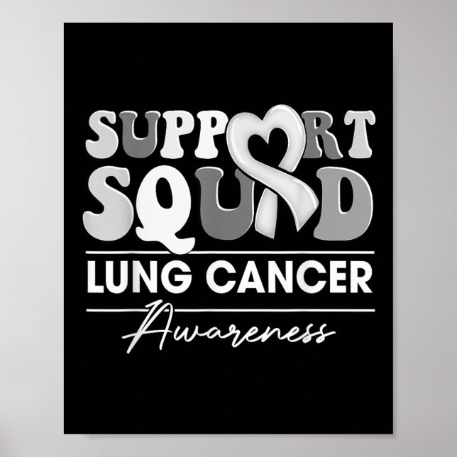 Poster Groovy Support Squad White Ribbon Lung Cancer Awar (Frente)