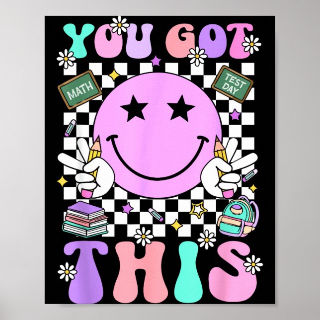 Poster Groovy tem esse rosto sorridente dia de prova prof (Frente)