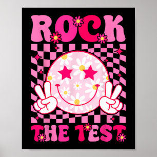 Poster Groovy Test Day Rock The Test Smile Hippie Pink Gi