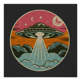 Pôster Groovy Ufo Beam