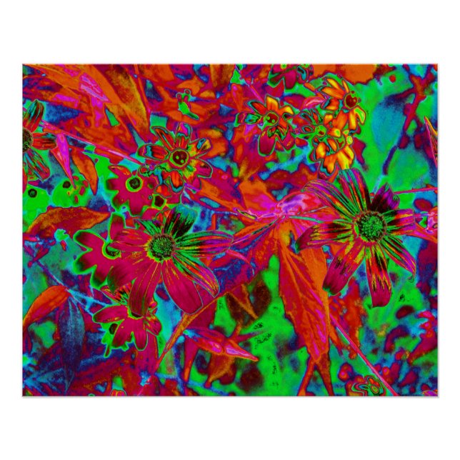 Pôster Groovy Vermelho e Verde Psicodélico (Frente)
