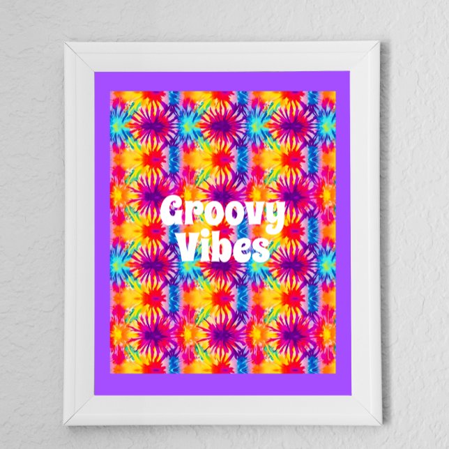 Poster Groovy Vibes Tie Dye Personalizável (Criador carregado)