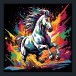 Poster Groovy Vintage Race Horse Pop Art<br><div class="desc">Um retrato vibrante da pop de arte de corridas, reproduzido em cores ousadas e formas simples.</div>
