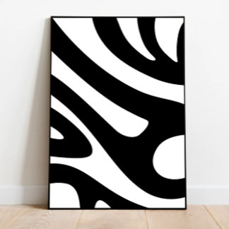 Poster Groovy White e Black Art, Zebra Inspirou Arte