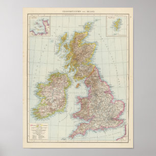 Poster Grossbritannien, Irlanda - Mapa do Reino Unido, Ir