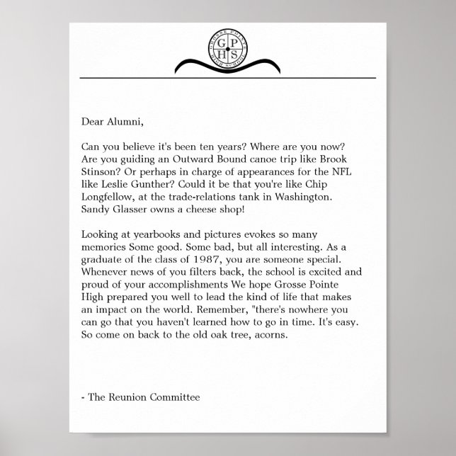 Poster Grosse Pointe - Letra de Reunião Alta (Frente)