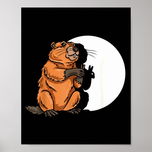 Poster Groundhog Day Shadow Puppet Cute Rodent Costume Fu (Frente)