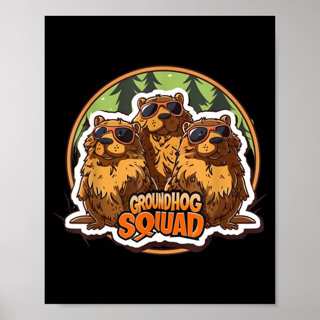Poster Groundhog Day Squad Funny Spring February Punxsuta (Frente)