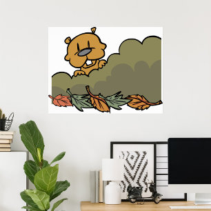 Poster Groundhog Pequim Através De Esfregões De Outono