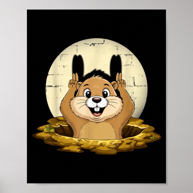 Poster Groundhog Shadow Funny Puppet Happy Groundhog Day  (Frente)