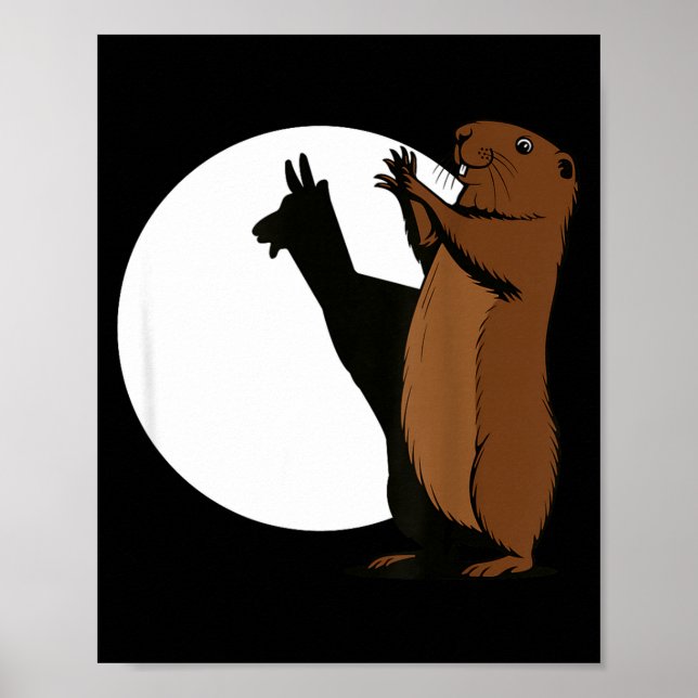 Poster Groundhogs Llama Shadow Puppet Funny Woodchuck  (Frente)