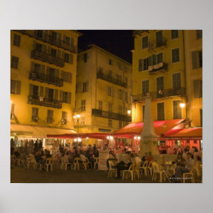 Pôster Group of people sitting at a sidewalk cafe,