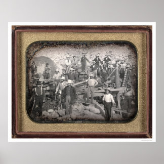 Poster Group of Twenty-three Miners at Sluice [ca. 1852]