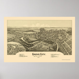 Poster Grove City, PA Panorâmica - 1901