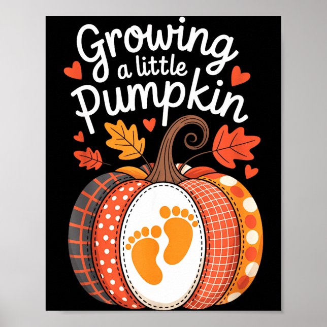 Poster Growing A Little Pumpkin Maternity Pregnancy Thank (Frente)