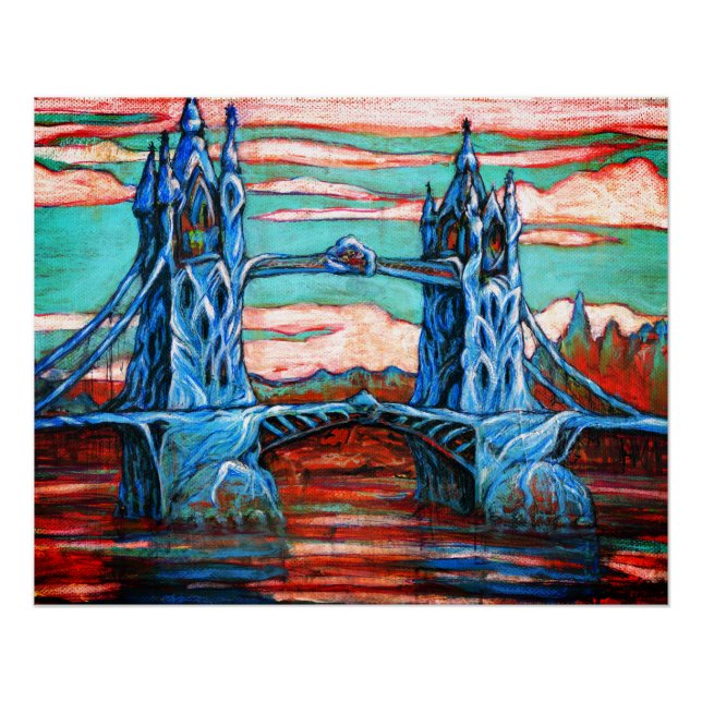 Pôster Growing Tower Bridge em uma fantasia Londres (Frente)