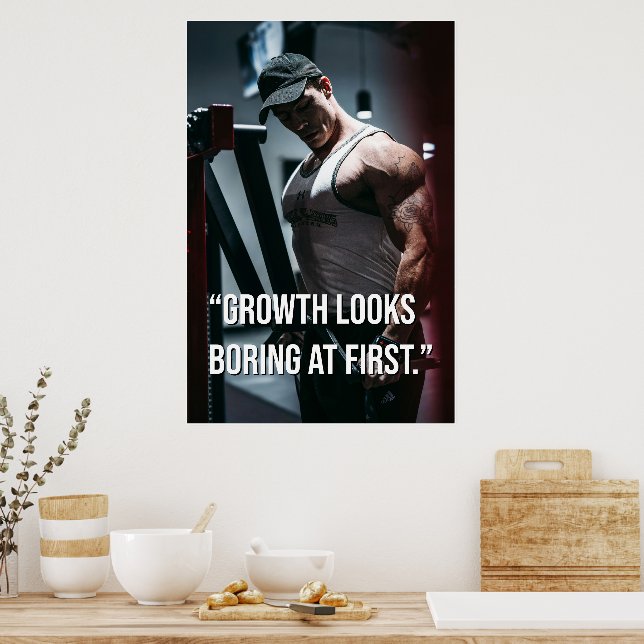 Poster Growth Looks Boring at First Gym Motivation Quote (Cozinha)