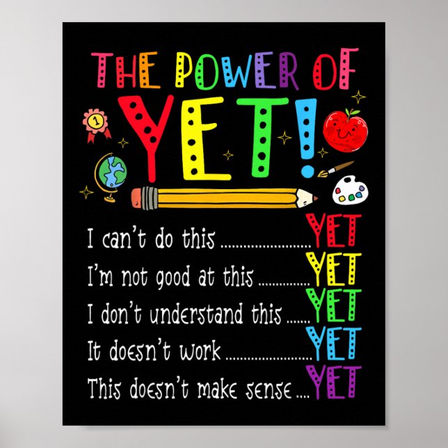 Poster Growth Mindset Back To School Power Of Yet Positiv (Frente)