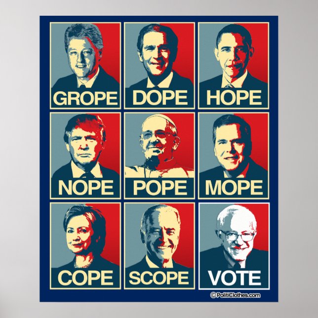 POSTER GRPE DOPE HOPE NOPE: VOTAÇÃO BERNIE SANDERS (Frente)