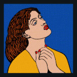 Pôster Grrl de Pop Pré-Raph<br><div class="desc">Um retrato de Christina Rossetti depois de um desenho de Dante Gabriel Rossetti redesenhado no estilo de banda desenhada de Pop,  que foi popularizado por Roy Lichtenstein. Um casamento de dois estilos de arte icônicos.</div>