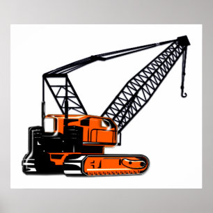 Poster Grua de Construção Laranja